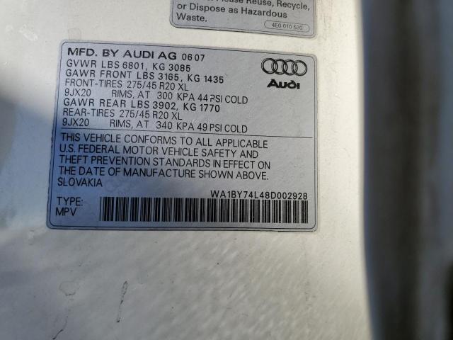 WA1BY74L48D002928 - 2008 AUDI Q7 3.6 QUATTRO PREMIUM WHITE photo 12