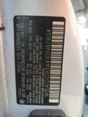 WBAGG83441DN87804 - 2001 BMW 740 I AUTOMATIC SILVER photo 12