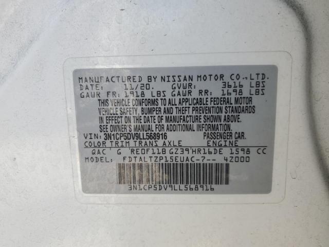 3N1CP5DV9LL568916 - 2020 NISSAN KICKS SR WHITE photo 12