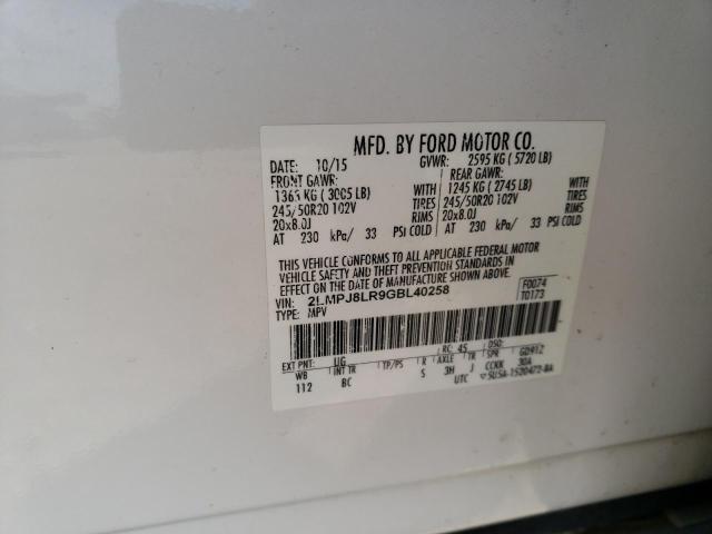 2LMPJ8LR9GBL40258 - 2016 LINCOLN MKX RESERVE 白色 照片 14