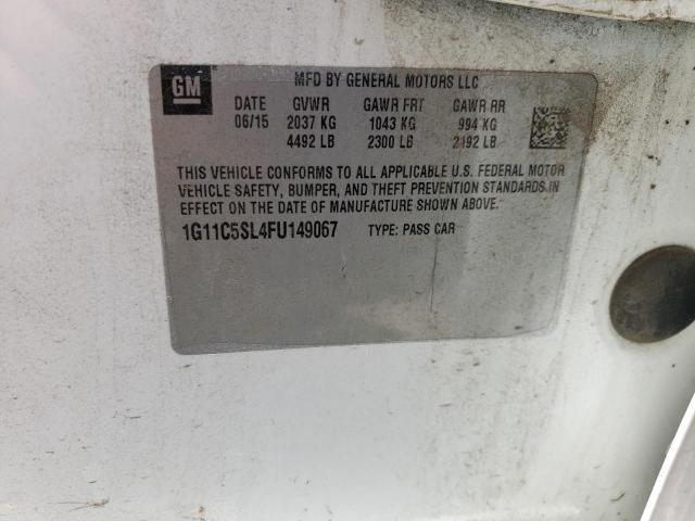 1G11C5SL4FU149067 - 2015 CHEVROLET MALIBU 1LT 白色 照片 12