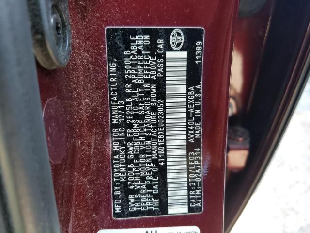 4T1BD1EBXEU023052 - 2014 TOYOTA AVALON HYBRID BURGUNDY photo 12