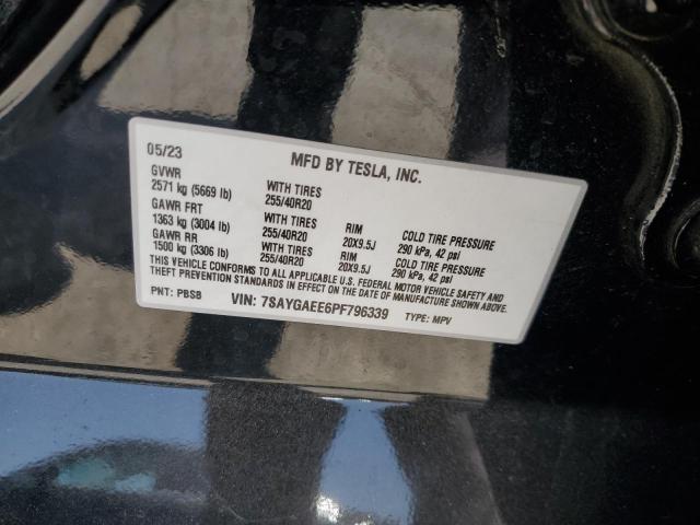 7SAYGAEE6PF796339 - 2023 TESLA MODEL Y BLACK photo 13