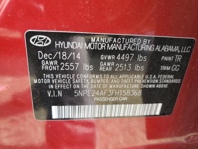 5NPE24AF3FH158368 - 2015 HYUNDAI SONATA SE RED photo 12