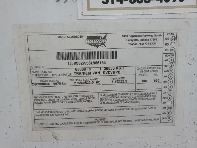 1JJV532W56L986134 - 2006 UTILITY SEMI TRLR 白色 照片 10