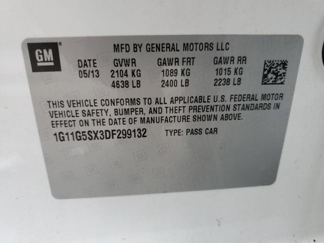 1G11G5SX3DF299132 - 2013 CHEVROLET MALIBU 3LT 白色 照片 12