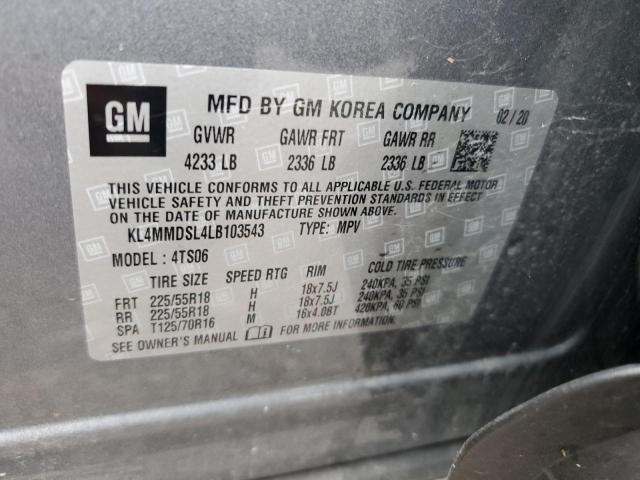 KL4MMDSL4LB103543 - 2020 BUICK ENCORE GX SELECT GRAY photo 13