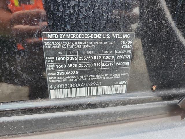 4JGBB8GB8AA562941 - 2010 MERCEDES-BENZ ML 350 4MATIC BLACK photo 13