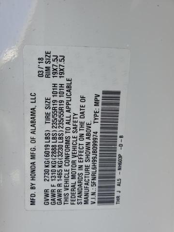 5FNRL6H99JB099974 - 2018 HONDA ODYSSEY ELITE Biały zdjęcie 13