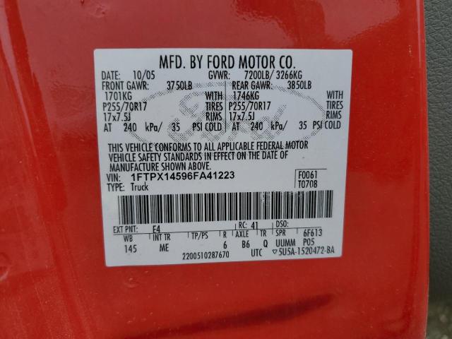 1FTPX14596FA41223 - 2006 FORD F150 RED photo 12