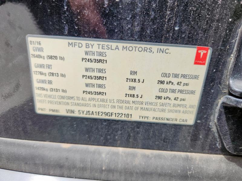 5YJSA1E29GF122101 - 2016 TESLA MODEL S 黑色 照片 12