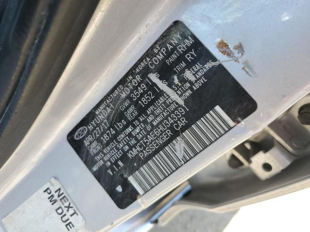 KMHCT5AE6HU343391 - 2017 HYUNDAI ACCENT SE SILVER photo 12