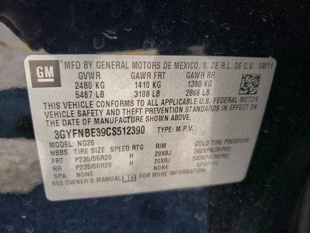 3GYFNBE39CS512390 - 2012 CADILLAC SRX PERFORMANCE COLLECTION Қара фото 12