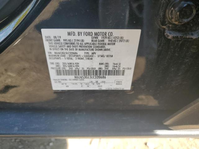 MAJ6S3GL5LC320686 - 2020 FORD ECOSPORT SE Қара фото 12