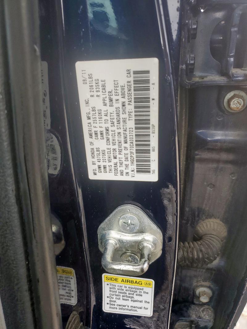 1HGCP3F70CA003723 - 2012 HONDA ACCORD EX BLUE photo 12