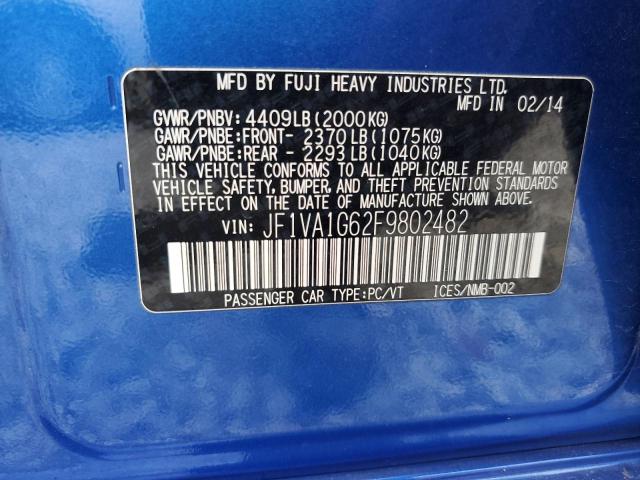 JF1VA1G62F9802482 - 2015 SUBARU WRX LIMITED BLUE photo 13