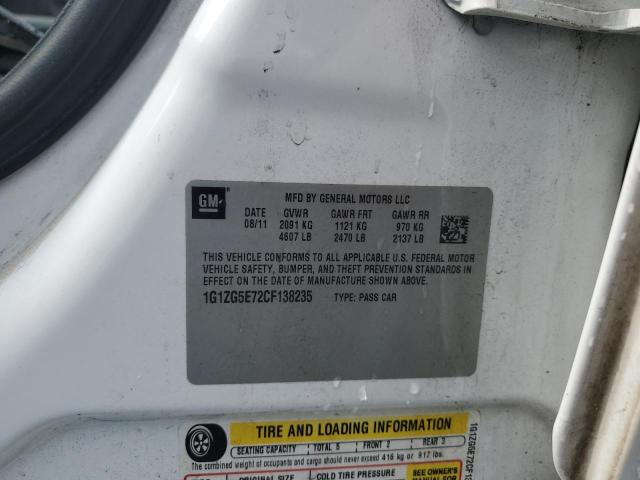 1G1ZG5E72CF138235 - 2012 CHEVROLET MALIBU LTZ თეთრი ფოტო 12