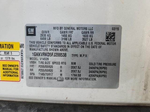 1GKKVRKD5FJ288538 - 2015 GMC ACADIA SLT-1 白色 照片 13