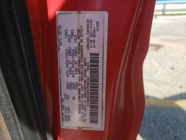 4TASN92N9YZ596042 - 2000 TOYOTA TACOMA XTRACAB PRERUNNER RED photo 13