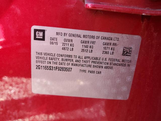 2G1165S31F9283507 - 2015 CHEVROLET IMPALA LTZ RED photo 12