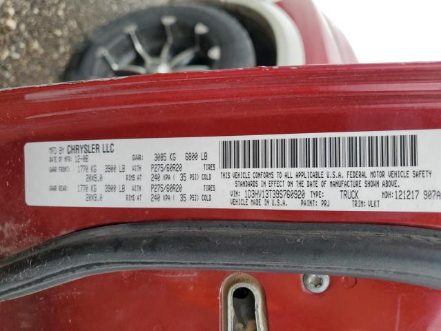 1D3HV13T39S760920 - 2009 DODGE RAM 1500 RED photo 12