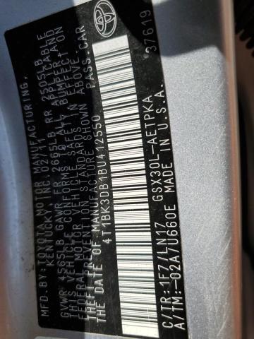 4T1BK3DB1BU412550 - 2011 TOYOTA AVALON BASE 银色 照片 13