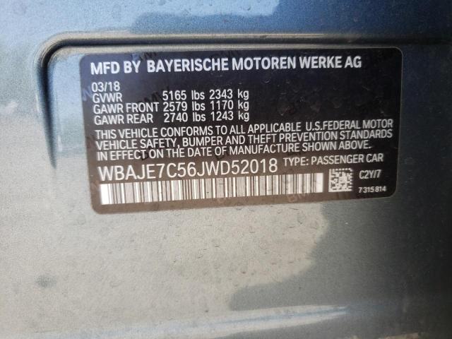 WBAJE7C56JWD52018 - 2018 BMW 540 XI GRAY photo 12