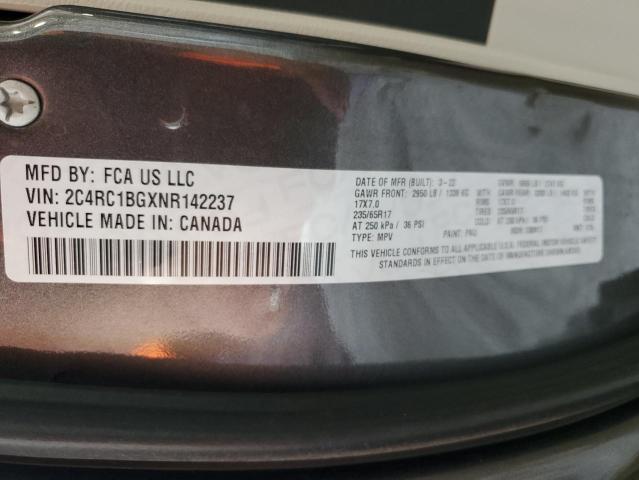 2C4RC1BGXNR142237 - 2022 CHRYSLER PACIFICA TOURING L ნაცრისფერი ფოტო 14