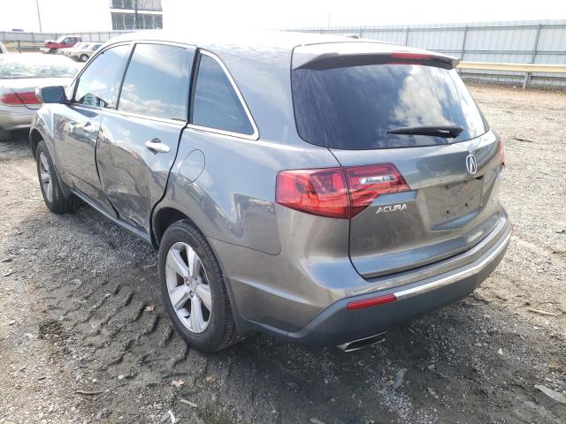 2HNYD2H30CH538967 - 2012 ACURA MDX TECHNOLOGY GRAY photo 3