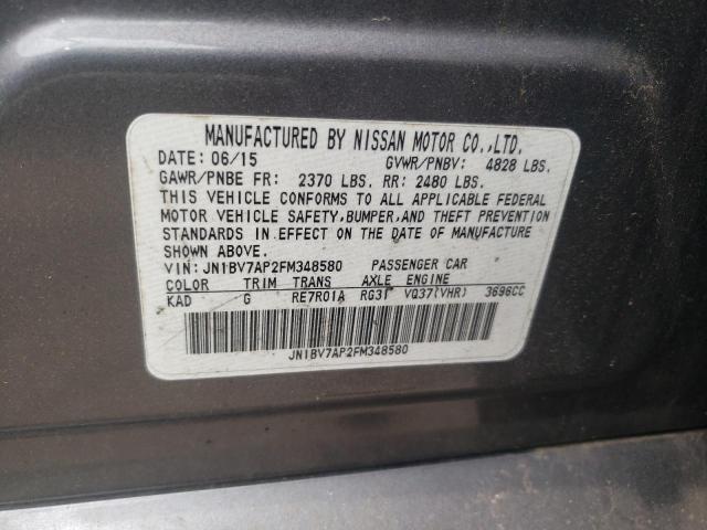 JN1BV7AP2FM348580 - 2015 INFINITI Q50 BASE GRAY photo 13