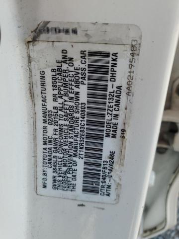 2T1KR32E83C140803 - 2003 TOYOTA COROLLA MA XR WHITE photo 12