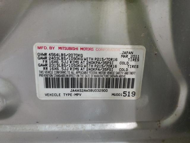 JA4AS2AW3BU032900 - 2011 MITSUBISHI OUTLANDER ES Gümüş foto 10