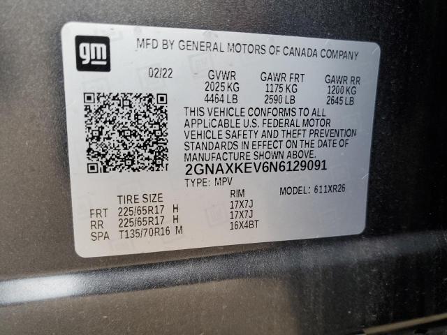 2GNAXKEV6N6129091 - 2022 CHEVROLET EQUINOX LT GRAY photo 13