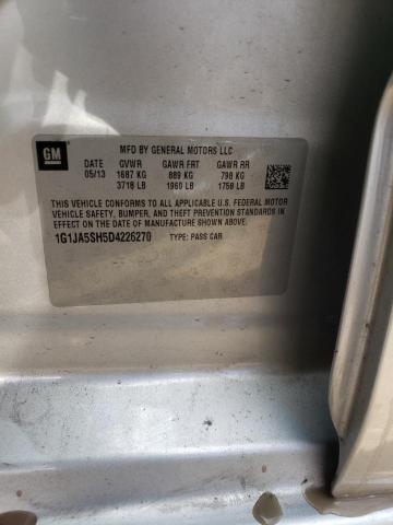 1G1JA5SH5D4226270 - 2013 CHEVROLET SONIC LS Gümüş foto 12