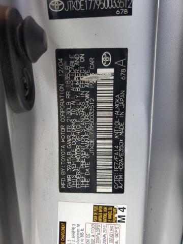 JTKDE177950033512 - 2005 TOYOTA SCION TC 银色 照片 12