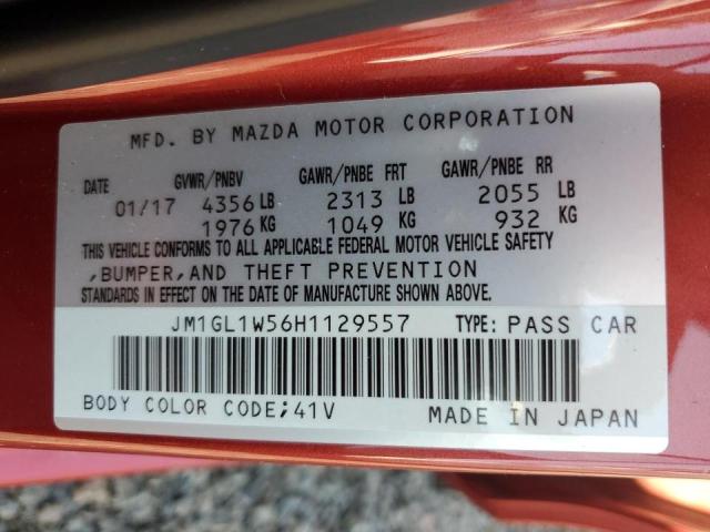 JM1GL1W56H1129557 - 2017 MAZDA 6 GRAND TOURING RED photo 12