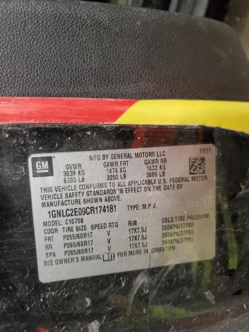 1GNLC2E09CR174181 - 2012 CHEVROLET TAHOE POLICE BLACK photo 13