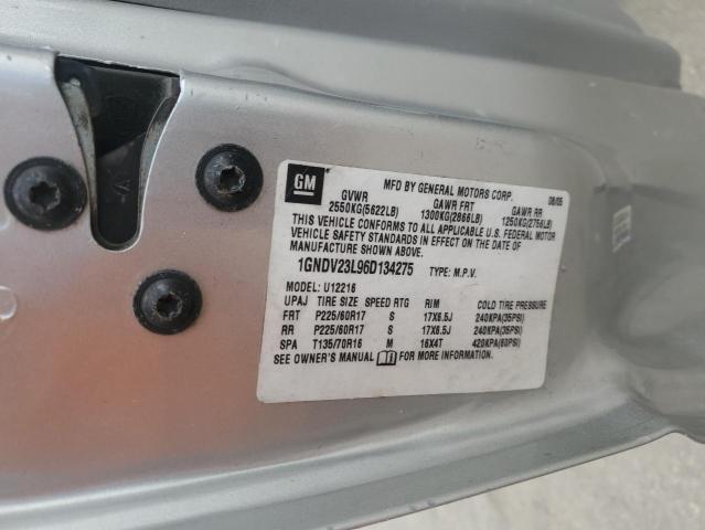 1GNDV23L96D134275 - 2006 CHEVROLET UPLANDER LS SILVER photo 13