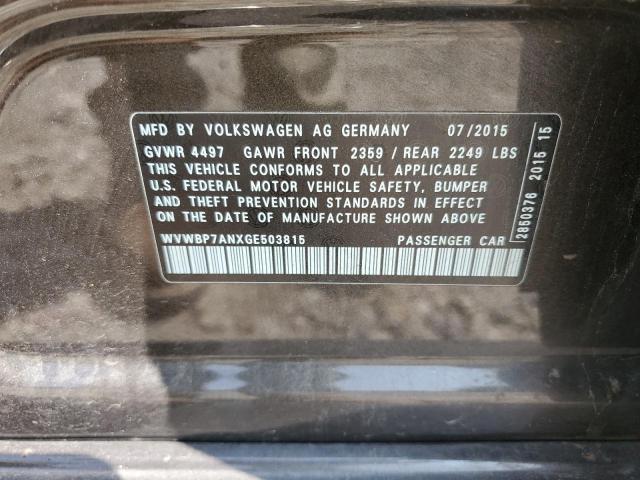 WVWBP7ANXGE503815 - 2016 VOLKSWAGEN CC BASE BROWN photo 12