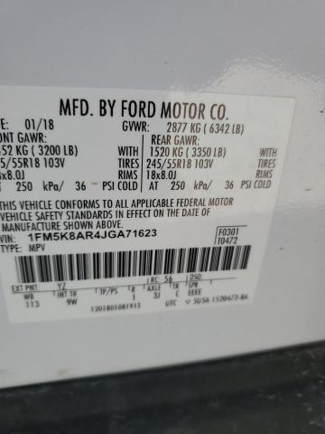 1FM5K8AR4JGA71623 - 2018 FORD EXPLORER POLICE INTERCEPTOR 白色 照片 12