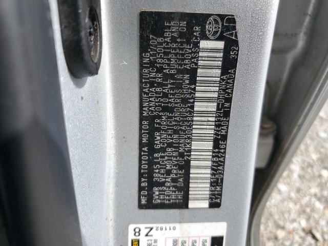 2T1KR30E58C714574 - 2008 TOYOTA COROLLA MA XR SILVER photo 12