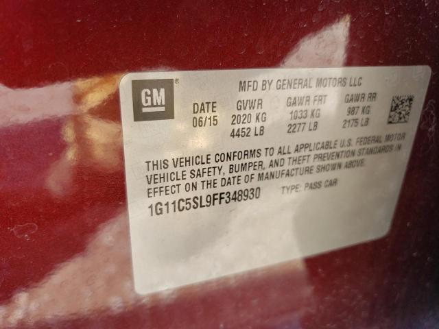 1G11C5SL9FF348930 - 2015 CHEVROLET MALIBU 1LT BURGUNDY photo 12