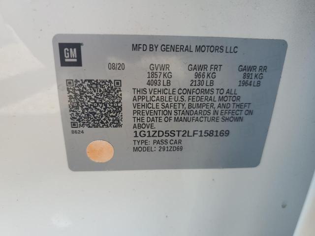 1G1ZD5ST2LF158169 - 2020 CHEVROLET MALIBU LT WHITE photo 12