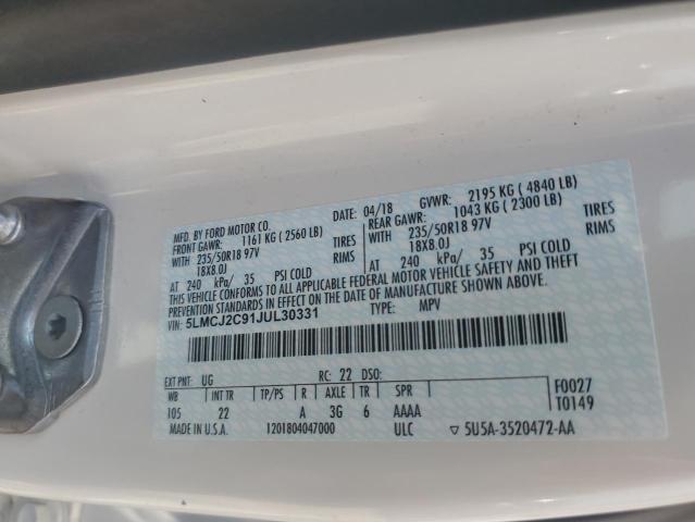 5LMCJ2C91JUL30331 - 2018 LINCOLN MKC SELECT 白色 照片 12