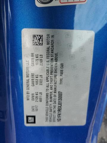 1G1FK1R6XJ0130007 - 2018 CHEVROLET CAMARO ZL1 BLUE photo 13