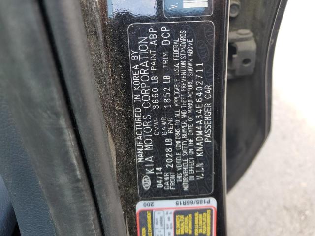 KNADM4A34E6402711 - 2014 KIA RIO LX BLACK photo 12