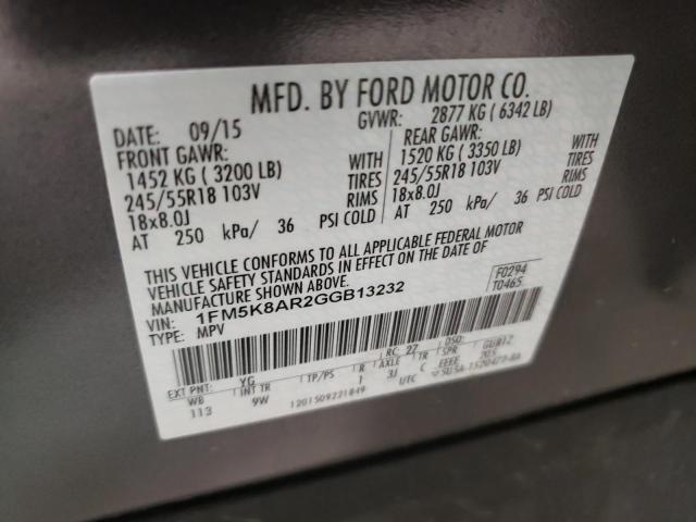 1FM5K8AR2GGB13232 - 2016 FORD EXPLORER POLICE INTERCEPTOR GRAY photo 13