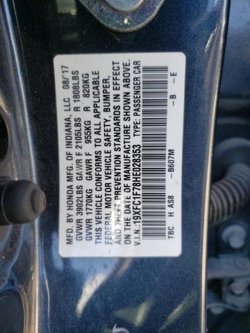 19XFC1F78HE028353 - 2017 HONDA CIVIC EXL GRAY photo 12