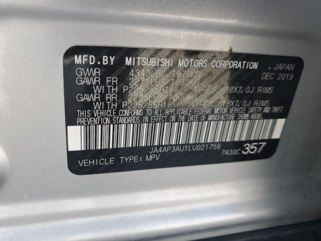 JA4AP3AU1LU021756 - 2020 MITSUBISHI OUTLANDER ES SILVER photo 13