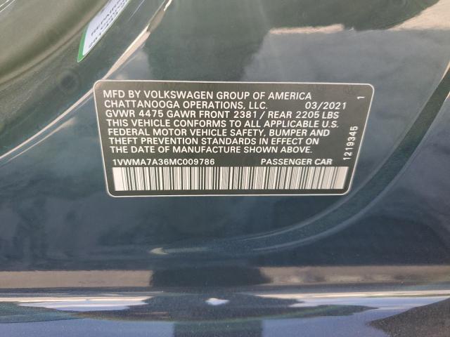 1VWMA7A36MC009786 - 2021 VOLKSWAGEN PASSAT R-LINE Mavi foto 12